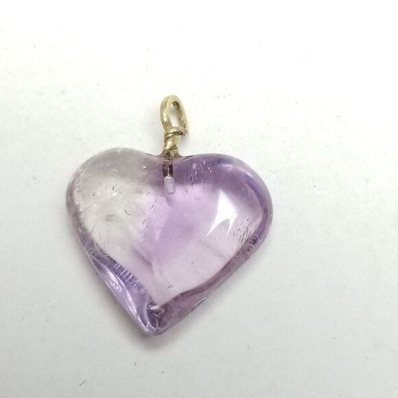 Vintage Purple Heart Shape Pendant, Charm, 1 Inch, Glass, Estate - Picture 1 of 4